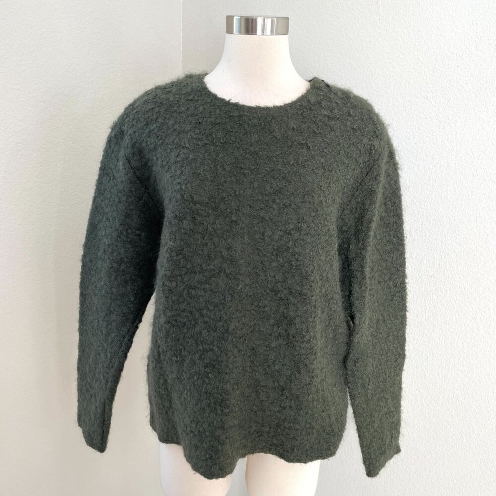 MSGM Womens 48 Dark Green Wool‎ Mohair Blend Sweater Made In Italy Knit Top